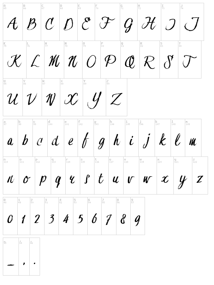 Hesster Moffett font map